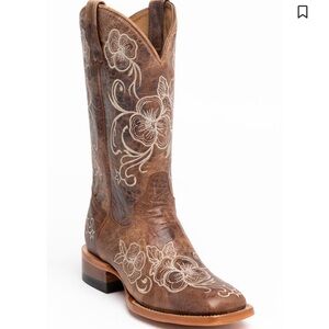 Shyanne Floral Embroidered Western Leather Brown Boots